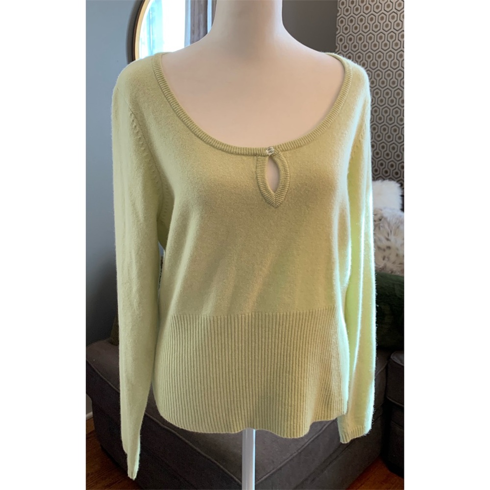 Talbots Collection Mint Green 100% Cashmere Scoop Neck Sweater w/ Keyhol…